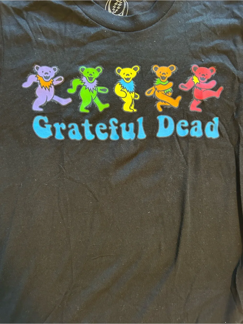 Grateful Dead Black Tee with Rainbow Dancing Bears
